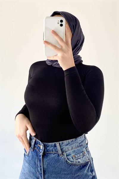 Bisiklet Yaka Düz Renk Body Siyah