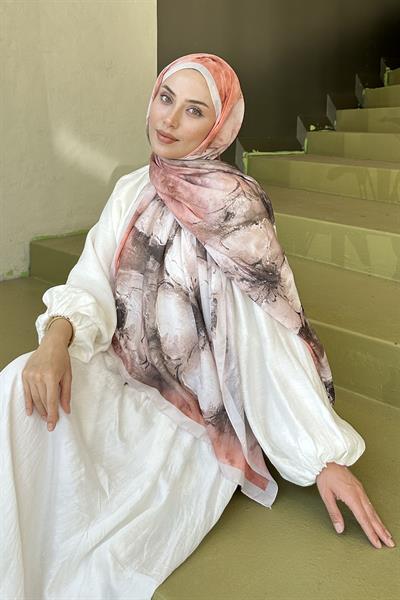 Bohem Çiçek Desen Soft Şal Bej