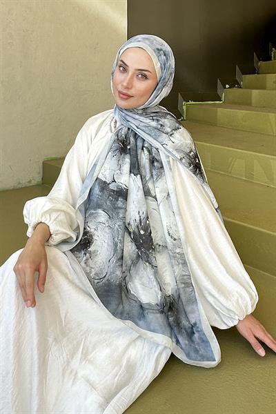 Bohem Çiçek Desen Soft Şal Taş