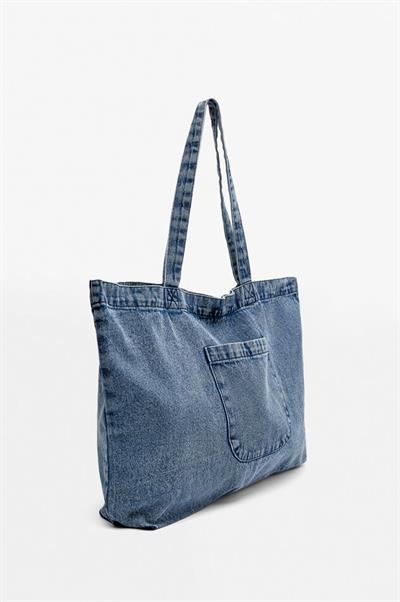 Büyük Denim Tote Çanta Kot Mavisi