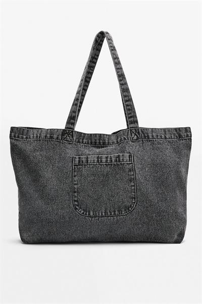 Büyük Denim Tote Çanta Siyah