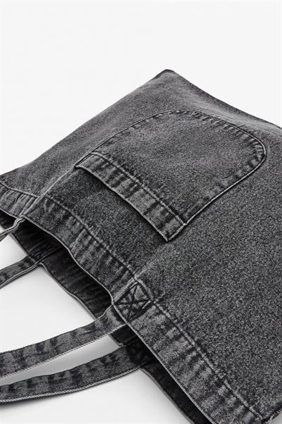 Büyük Denim Tote Çanta Siyah