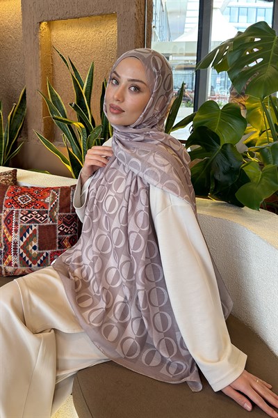 Halka Desen Ferah Şal vizonrengi