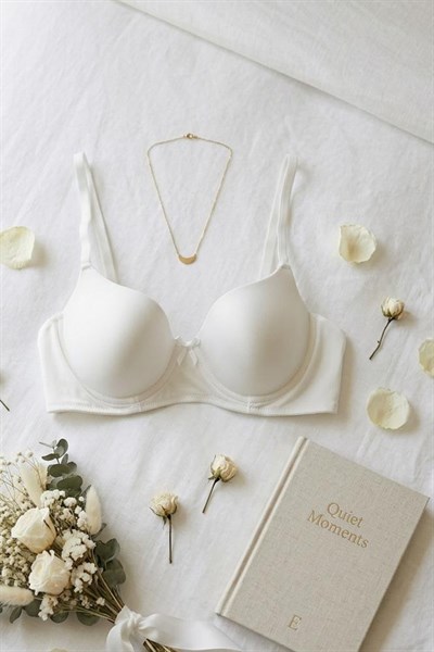 Destekli Kurdela Detay Sütyen Ekru