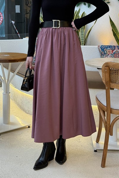 Cep Detaylı  Kloş Etek Gül Kurusu