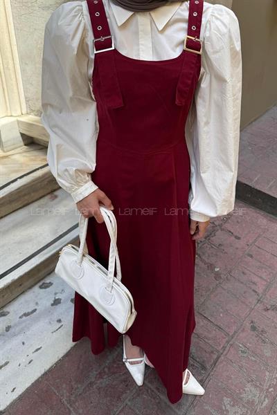 Askılı Gabardin Tesettür Jile Bordo