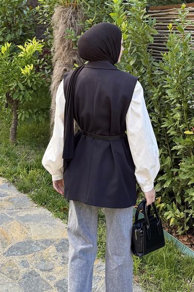 Cep Detaylı Yelek Siyah