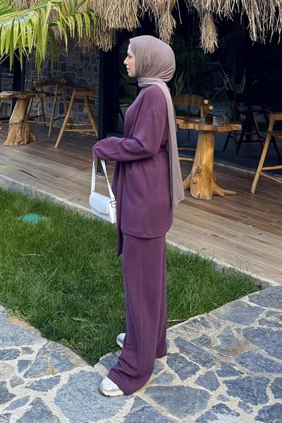 Bağlama Detaylı İkili Takım Bordo