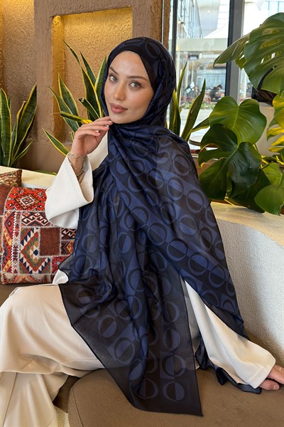 Halka Desen Ferah Şal Lacivert