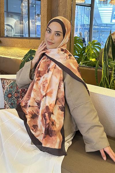 Gül Desen Bambu Şal Badem