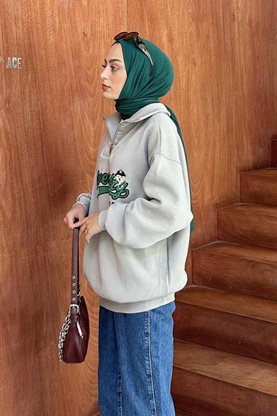 Universiy Baskılı Üç İplik Sweat Gri