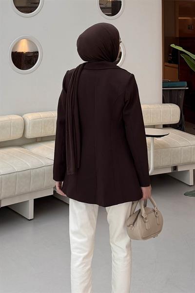 Bağlama Detaylı Ceket Acı Kahverengi