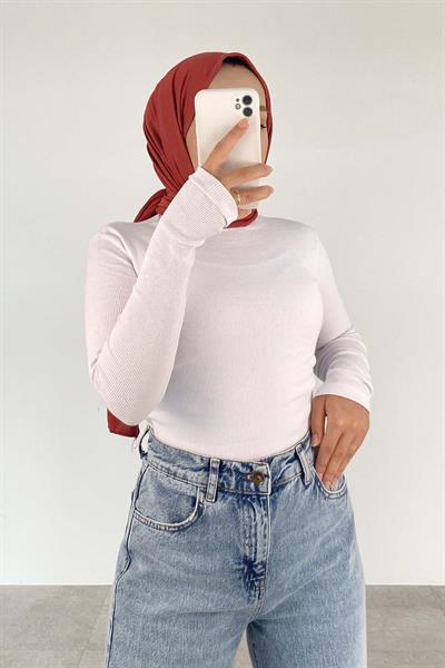 Balıkçı Yaka Fitilli Body Beyaz