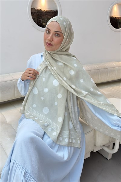 Puantiye Desen Soft Şal Mint Yeşili