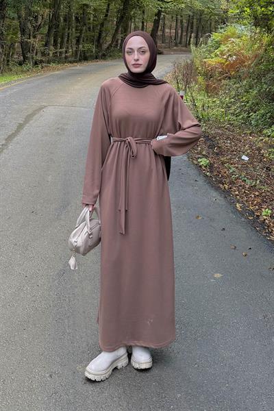 Arma Detaylı Elbise Soft Kahve