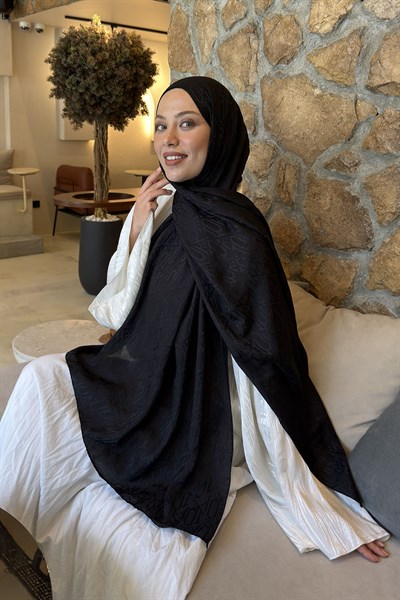 Etnik Desen Ayrobin Floş Jakar Şal Siyah