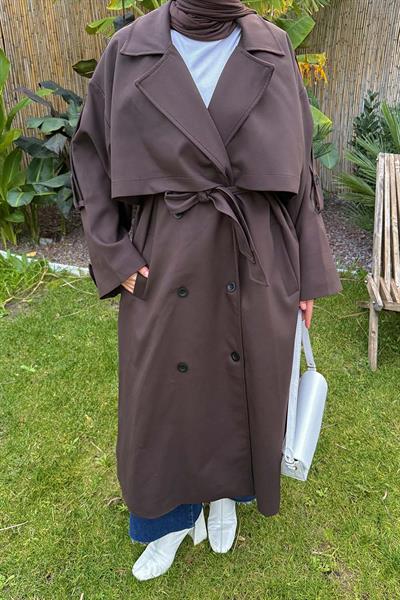 Kuşaklı Poliviskon Trenç Kahverengi