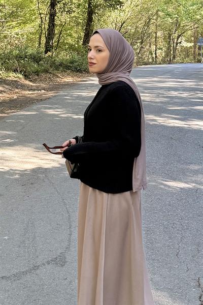 Bisiklet Yaka Kısa Hırka Siyah