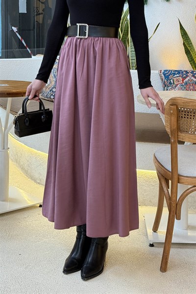 Cep Detaylı  Kloş Etek Gül Kurusu