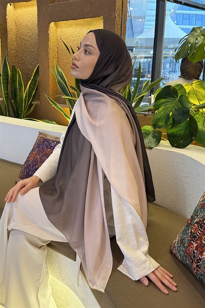 Degrade Desen Soft Şal Acı Kahverengi