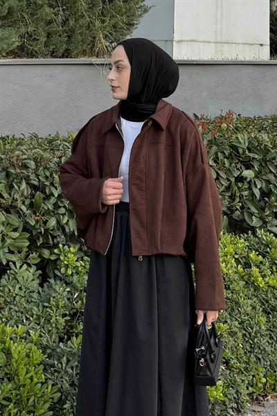 Omuz Apoletli Süet Ceket Acı Kahverengi