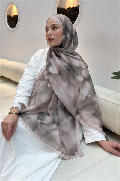 Batik Desen Soft Şal Koyu Vizonrengi