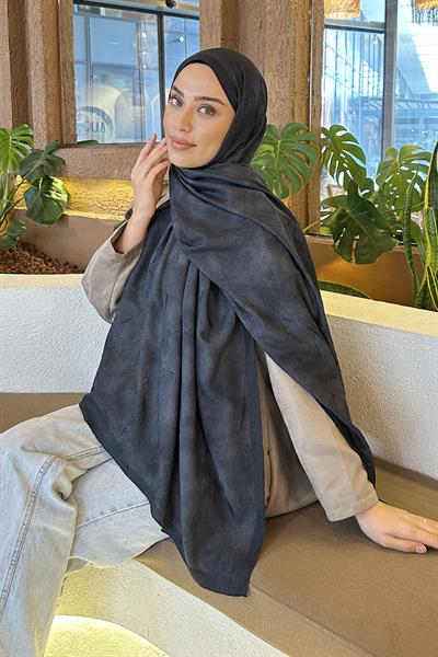 Bulut Desen Bambu Şal Siyah