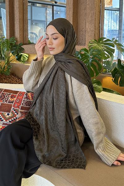 Bloom Desen Ayrobin Floş Jakar Şal Koyu Yeşil
