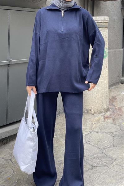 Selanik Pantalonlu Tesettür Takım Lacivert