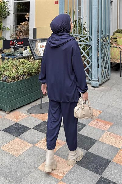 Kapüşonlu İkili Takım Lacivert