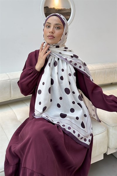 Puantiye Desen Soft Şal Mürdüm