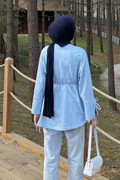 Yırtmaç Detaylı Sweat Bebe Mavisi