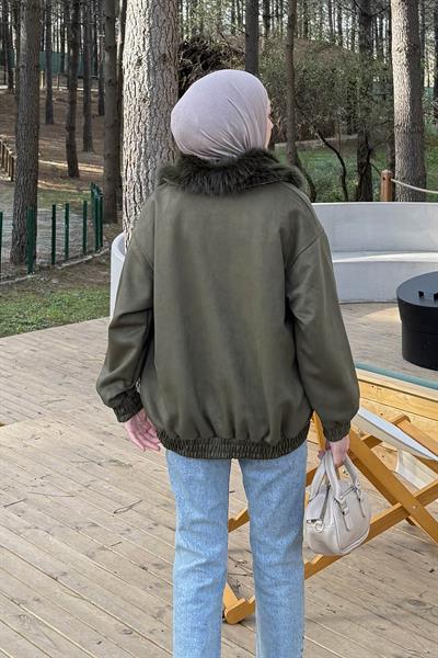 Kürk Yaka Cepli Mont Haki