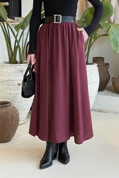 Cep Detaylı  Kloş Etek Bordo
