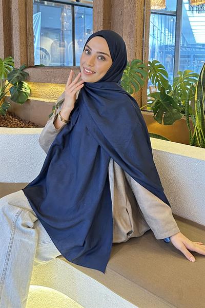 Bulut Desen Bambu Şal Lacivert