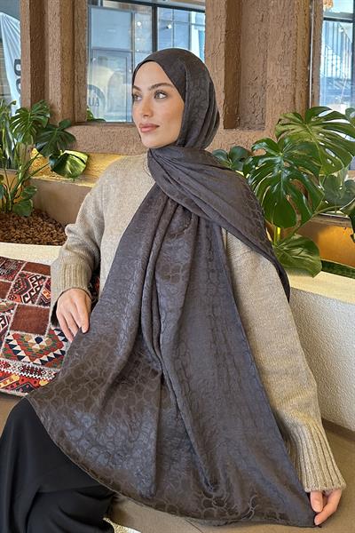 Bloom Desen Ayrobin Floş Jakar Şal Antrasit