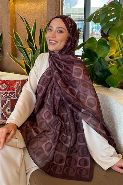 Halka Desen Ferah Şal Kahverengi