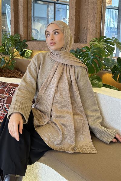 Bloom Desen Ayrobin Floş Jakar Şal vizonrengi