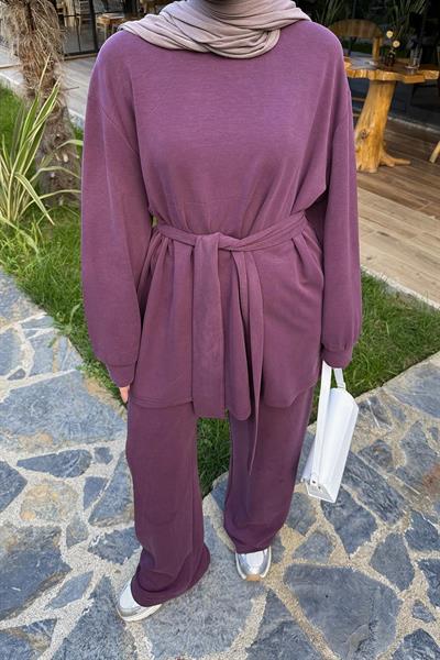 Bağlama Detaylı İkili Takım Bordo