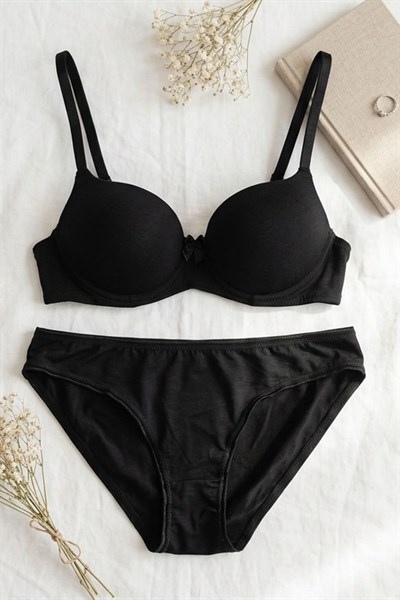 Penye Destekli Sütyen Takım Siyah