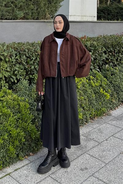 Omuz Apoletli Süet Ceket Acı Kahverengi