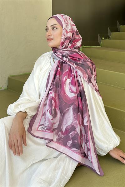 Çiçek Desen Pamuk Şal Gül