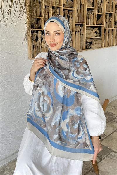Çiçek Desen Pamuk Şal Taş