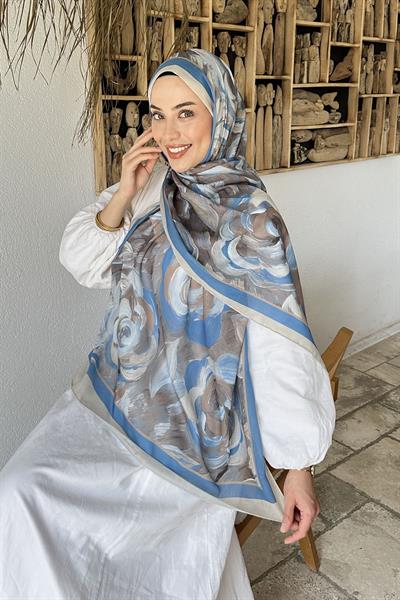 Çiçek Desen Pamuk Şal Taş