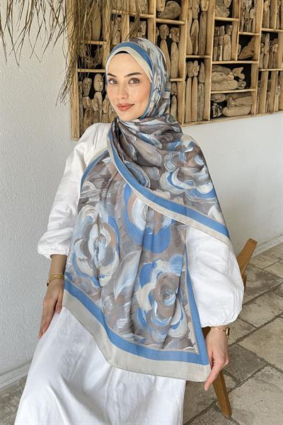 Çiçek Desen Pamuk Şal Taş
