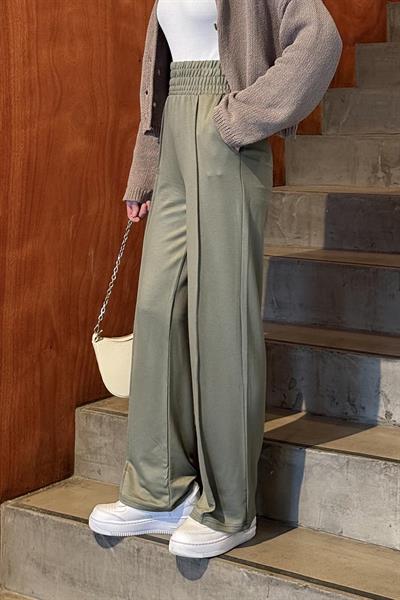 Çıma Detaylı Pantolon Haki