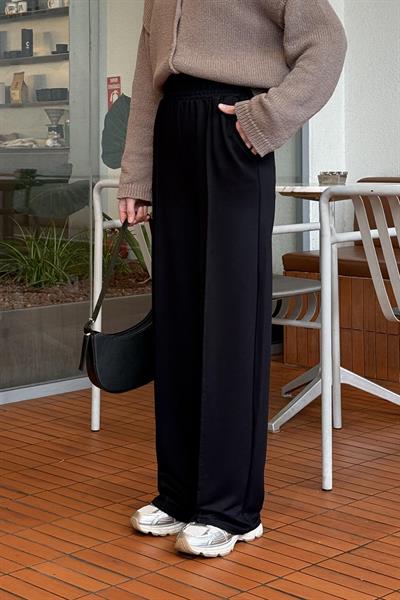 Çıma Detaylı Pantolon Siyah