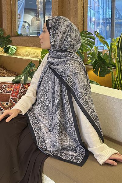 Retro Desen Soft Şal Siyah