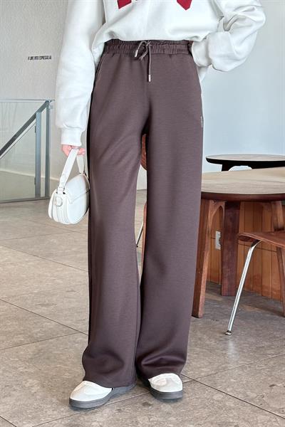 Modal Kumaş Bol Paça Eşofman Acı Kahverengi