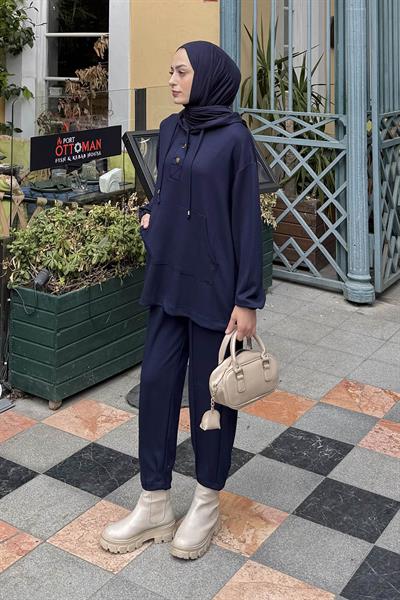 Kapüşonlu İkili Takım Lacivert